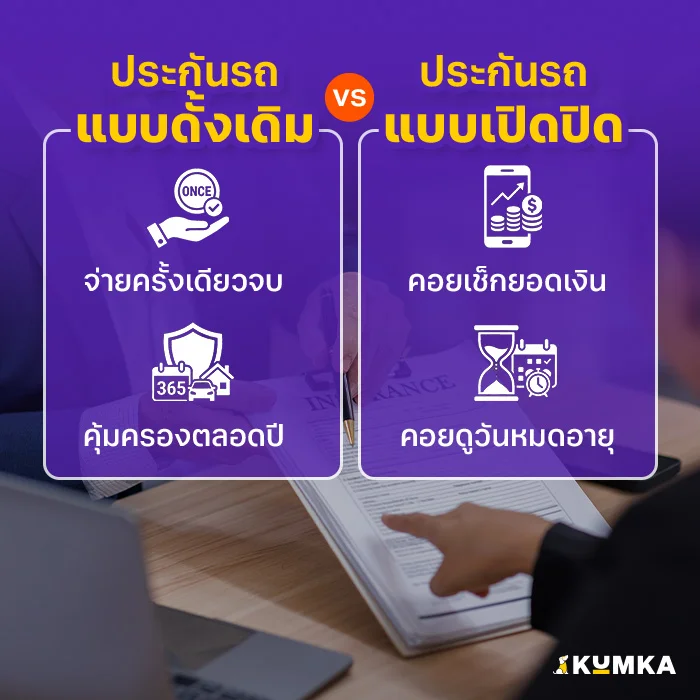 เปรียบเทียบประกันรถแบบดั้งเดิม vs. ประกันรถแบบเปิดปิด | คุ้มค่า
